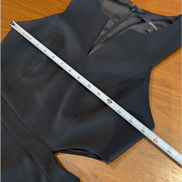 Jay Godfrey Black Cut Out Waist Sleeveless Ruffle Sheath Midi Dress, size 4 - Picture 5 of 7